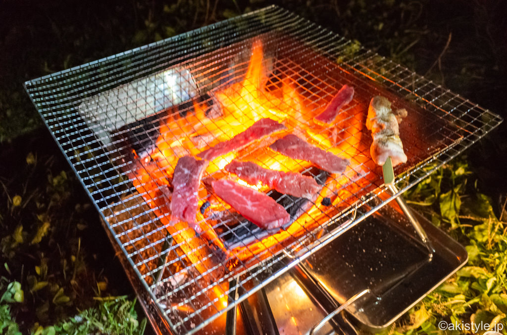 焚き火台で焼き肉