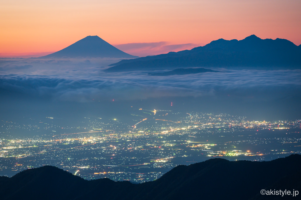 燕岳からの富士山と雲海