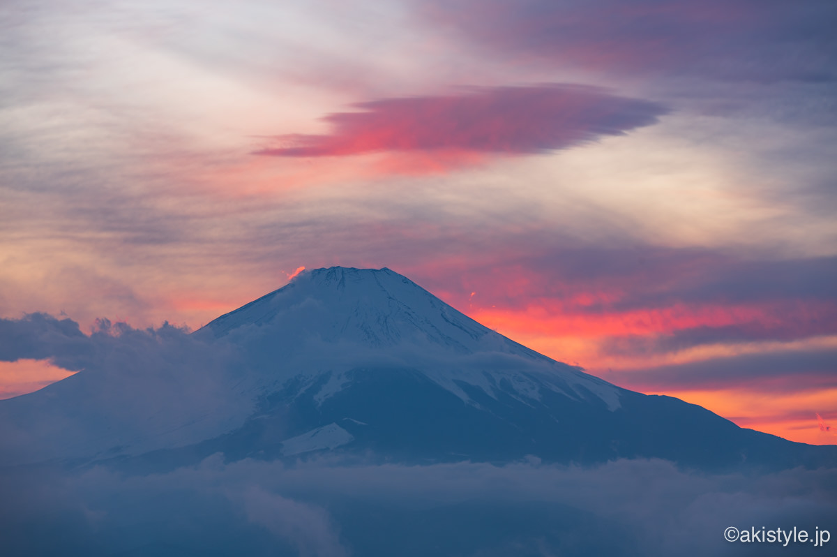 塔ノ岳から夕焼けと富士山