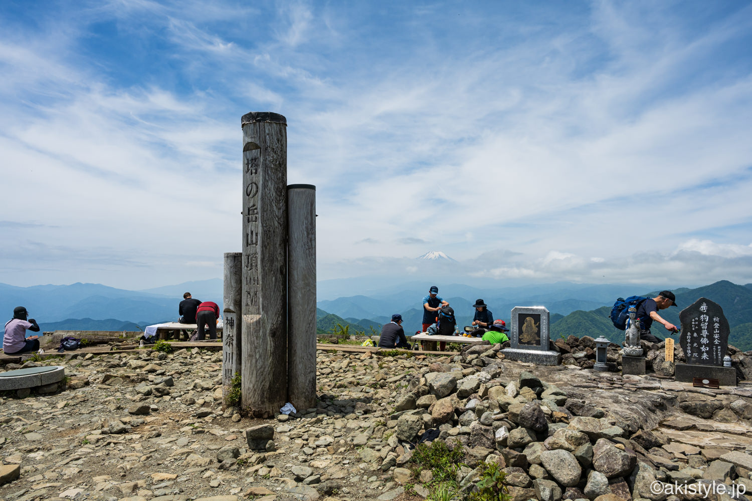 塔ノ岳頂上と富士山